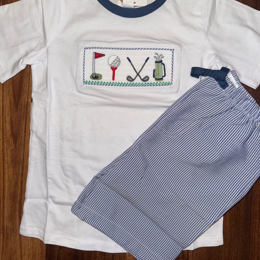 Mud Pie White and Blue Kids Golf Matching Set